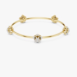 14K Yellow Gold Floral Lab Grown Diamond <b>Bangle</b> <b>Bracelet</b> - Product Image 2