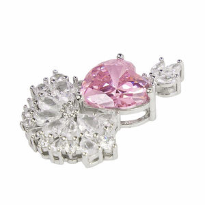 結婚式のための卸売ピンクハート高級クラシックペンダントネックレスジュエリージルコンネックレスメーカー - Product Image 4