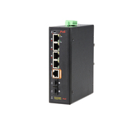 Switch PoE industriel géré L2 Plus 6 ports Full Gigabit, 4 ports PoE BT, 2 ports SFP, boîtier en aluminium IP40, capacité 128 Gbit/s