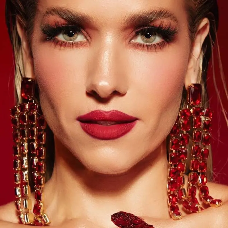 Fashion color Crystal Full Rhinestone Earring Oversized Long Tassel Earrings for women Jewelry Accessories
