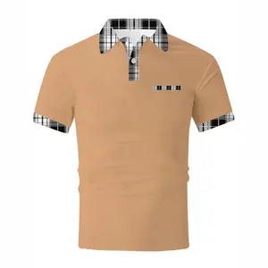 Göğüs eşleştirme moda erkek yaka Golf Polos tişörtlerin kısa kollu Polo gömlekler