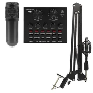 Bm 800 Professionele Pc V8 Geluidskaart Set Bm800 Mic Studio Condensator Microfoon Voor Karaoke Podcast Opname Live Streaming