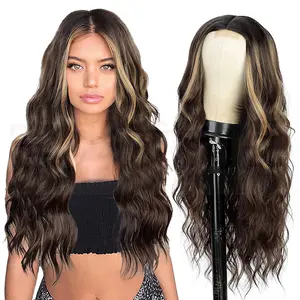 24 Inch Synthetic Wigs Heat Resistant Water Loose Body Weave Wavy Light Grey Color Synthetic Full Lace Wig Synthetic Hair Wigs