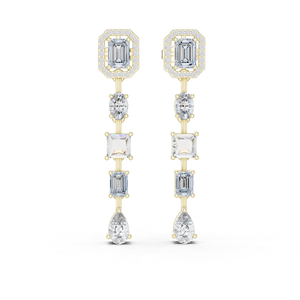 Boucles d'oreilles élégantes en diamant de laboratoire, finition or, pour femmes, bijoux raffinés pour les occasions spéciales - Product Image 1
