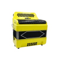 SEASOUND Instrument d'accordéon à corps jaune professionnel 34 boutons 12 basses 3 registres avec grille noire et boutons OEM JB3412C