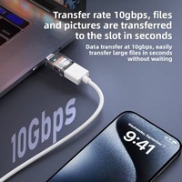 Adaptateur OTG USB 3.2 Gen2 Type C vers USB A avec lumière LED bleue pour iPhone 15, ordinateur portable, téléphone, tablette, PC, charge super rapide 120W, 10 Gbps