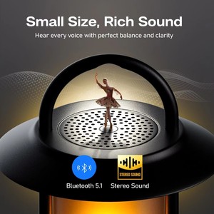 Lampe de nuit portable rétro à flamme RGB, haut-parleur Bluetooth sans fil TWS avec lumières LED, lanterne d'extérieur pour le camping, la terrasse, le jardin, les fêtes, la randonnée - Product Image 6