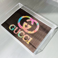 Plateau de service en acrylique, grande capacité de service en lucite avec logo, pour la maison