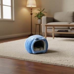 Cuccia per Animali Yommy Blu 38x42x33cm, Morbida Casa in Peluche per Cani e Gatti - Product Image 2