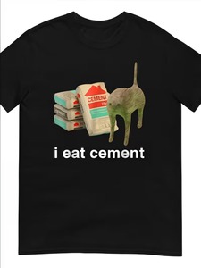 เสื้อยืดลายกราฟิก "Men's I Eat Cement <span class=keywords><strong>Meme</strong></span>" สีดำ แขนสั้น สไตล์ลำลอง น้ำหนัก 180 กรัม ผ้าฝ้ายออร์แกนิค เป็นมิตรต่อสิ่งแวดล้อม - Product Image 1
