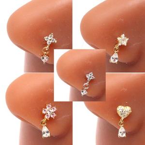 Gaby New Design L Shape <b>Nose</b> <b>Rings</b> for Women with Dangle <b>Nose</b> <b>Ring</b> 925 Sterling Silver <b>Nose</b> <b>Ring</b> Piercing Body Jewelry - Product Image 1