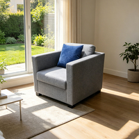Fauteuil individuel moderne en tissu rembourré avec structure en bois pour salon, café, réception d'hôtel, salle d'attente, villa, balcon