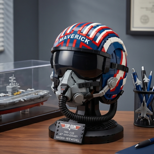 Casco de <span class=keywords><strong>Top</strong></span> <span class=keywords><strong>Gun</strong></span> <span class=keywords><strong>Maverick</strong></span>, 40.º Aniversario, Temática Deportiva, Bloques de Construcción de Plástico, Juego de Juguetes DIY, Escala 1:12, 50 Piezas - Product Image 5