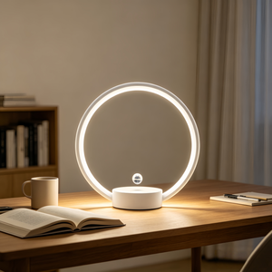 Magnetic Levitating Circle Lamp Minimalist Natural Floating Flying Ball Switch Table Lamp For Living Room Home Decor - Product Image 3