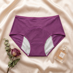 Culottes menstruelles anti-fuites pour femmes, confortables, en maille, taille mi-haute, doublure en coton, sous-vêtements menstruels grande taille pour femmes, vente en gros - Product Image 4