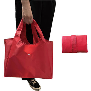 Sacs de courses réutilisables pliables en polyester 210D personnalisables de qualité avec poche pour logo, pour les voyages et les activités de plein air - Product Image 1