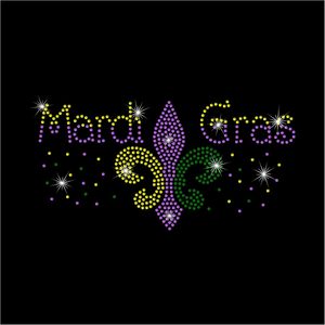 ลายปักติดเสื้อแบบรีดร้อน ลายมาร์ดิกราส์ พร้อมลายดอกฟลอร์เดลิส สำหรับงาน DIY - Product Image 1