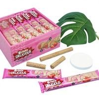 Biscuits gaufrettes semi-moelleuses personnalisées sous marque privée, bâtonnets de friandises chinoises sucrées halal, bonbons fourrés au chocolat artificiels