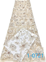 Nouveau design 2026 – Tissu en dentelle à fleurs 3D brodé de perles et de sequins, idéal pour les robes de mariée – Prix abordable