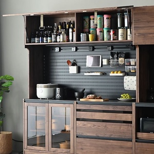 Meuble de salon en bois massif, armoire à vin, buffet, armoire de rangement à grande capacité pour la maison - Product Image 4