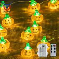 Guirlande lumineuse LED citrouille d'Halloween de 3m40 avec télécommande étanche IP44 et variateur d'intensité pour fêtes en extérieur et décoration intérieure