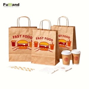 Sac d'emballage alimentaire en kraft imprimé, qualité supérieure, fourni directement par l'usine, sac en papier kraft pour plats à emporter - Product Image 5