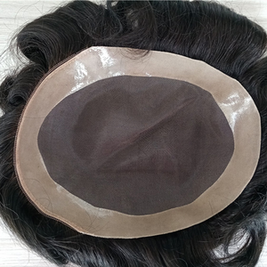 EMEDA 100% 인모 대형 주식 슈퍼 천연 헤어 라인 좋은 모노 탑 블랙 남성 인모 가발 헤어 단위 - Product Image 5