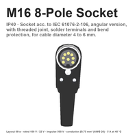Connecteur M16 8 broches WKV 80, prise femelle, bornes à souder, IP40, connecteur rond à angle droit, numéro de pièce standard, vente en gros