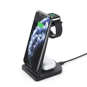 2020 Baru Kedatangan Jam Tangan Earphone Ponsel 3 In 1 Wireless Pengisian Station Universal Qi Wireless Charger untuk iPhone