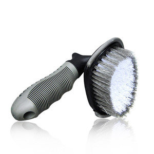 Cepillo de lavado de coches con mango curvo en forma de T, herramienta de limpieza de ruedas bicolor con alambre trenzado para limpiar el buje de la rueda - Product Image 1