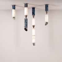 Lustre LED en laiton et albâtre espagnol, style français personnalisé, luxueux et élégant, pour îlot de cuisine, escalier, décoration intérieure, luminaire suspendu