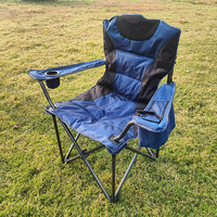 Chaise de camping et de randonnée rembourrée, légère, pliable, en métal, pour la plage, l'extérieur, l'intérieur, la pêche, avec table, poche et glacière