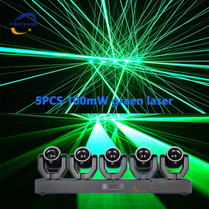 5-Head XY Rotating 180W LED Moving Head Beam DJ Disco Light DMX512 Voice Control RGBW Beam + <strong>Green</strong> <strong>Laser</strong> for Party Bar Christmas - Product Image 5