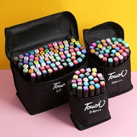 Vente en gros d'écriture double face effaçable Marqueurs d'art couleur à double pointe Set de dessin Esquisse Peinture Bande dessinée avec sac de transport