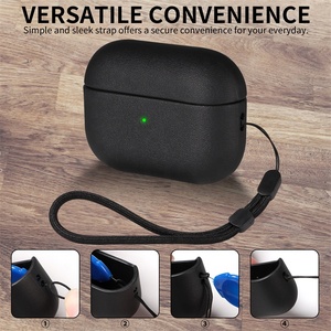 Custodia Morbida in TPU Effetto Pelle per <span class=keywords><strong>AirPods</strong></span> Pro 3 / Pro 2 / <span class=keywords><strong>AirPods</strong></span> 4, Cover Protettiva Antiurto con Laccetto - Product Image 4