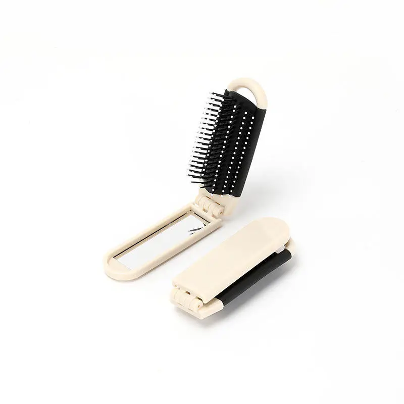 Vente chaude Peigne De Massage Pliant Avec Miroir Pliable Brosse À Cheveux De Voyage Compact De Poche Mini Brosse À Cheveux