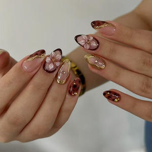 Uñas Postizas al por Mayor, Uñas Francesas Artificiales de Alta Calidad, Forma de Almendra Acrílica con Pegamento - Product Image 5