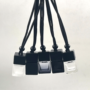 Empty 5ml 8ml 10ml Glass Air Freshener Fragrance <strong>Bottle</strong> Mini Square Hanging <strong>Car</strong> <strong>Diffuser</strong> Perfume <strong>Bottle</strong> With Wooden Lids - Product Image 4