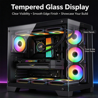 Casing Komputer Gaming ATX Mid Tower Kaca Temper Panoramic, Mendukung Pendingin Cair 360mm, Kipas RGB, Siap Pakai, Tersedia