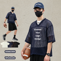T-shirt Homme Personnalisé Col V Coupe Boxy en Maille Unie pour l'Été, Impression DTG et Sérigraphie de Logo, Vente en Gros