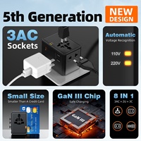 Adaptateur de voyage universel Worldplug 3AC GaN 70W multi-prises internationales pour ordinateur portable et tablette