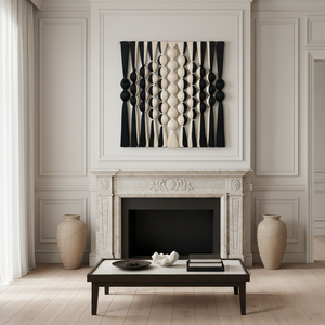 Toile de fond à franges et pompons, style minimaliste européen moderne, color blocking, pour <span class=keywords><strong>balcon</strong></span>, jardin d'herbes aromatiques, art mural décoratif moderne - Product Image 2