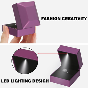 High End Brushed Leather Right Angle Flip Cover with LED <b>Light</b> Jewelry Box, Ring to Ring Jewelry Packaging Box Wholesale - Product Image 2