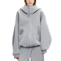 Sweat à capuche unisexe personnalisé avec logo, en tissu Air Spacer 550G, fermeture éclair, coupe oversize, épaules tombantes, style streetwear, fourniture directe usine