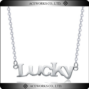 ACEWORKS High Polished Customized 925 Sterling Silver Personalized Initial Letter Lucky Symbol Necklace - Product Image 6