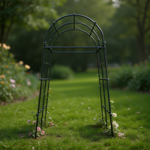 Arco de Jardín con Enrejado de 7.5 Pies, Metálico con Recubrimiento en Polvo Negro, Elegante Soporte para Vallas y Portones Exteriores - Product Image 2
