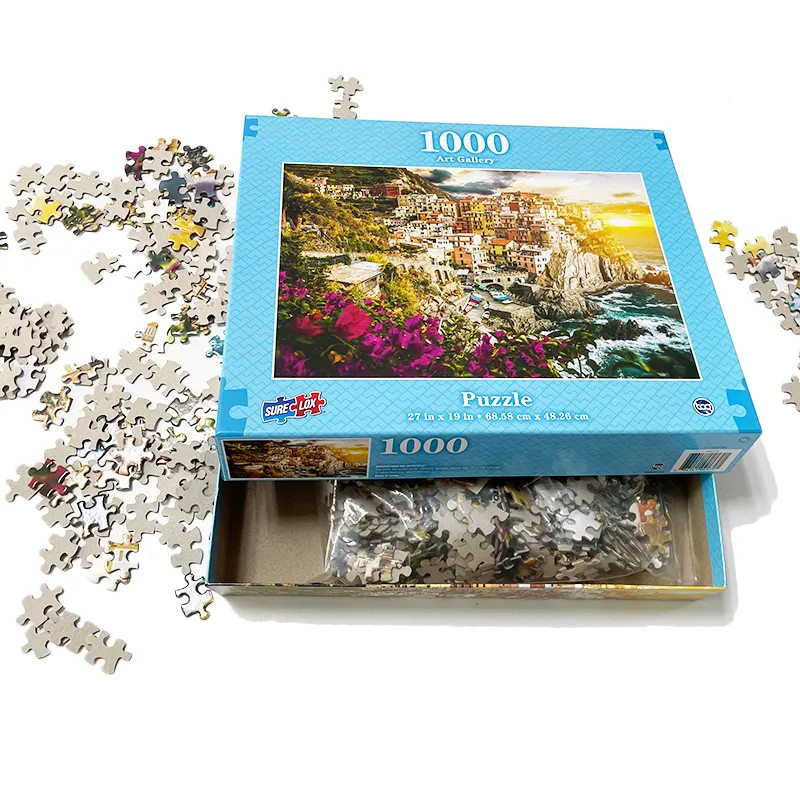 Fabbrica di alta qualità personalizzato 300 pezzi 500 pezzi 1000 pezzi Puzzle gioco Jigsaw Puzzle Box cina per IQ Training Puzzle carta per adulti Unisex