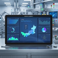 Monitor Layar Sentuh Sistem Windows Android 10 15 21 Inci yang Tahan Lama, PC Panel Sentuh Industri