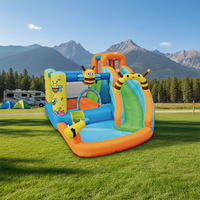 3-5 enfants cour maison été eau amusant famille toboggan avec piscine gonflable petit toboggan aquatique