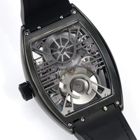 Montre mécanique manuelle de précision à tourbillon central squeletté, lumineuse, étanche, en céramique noire, d'un savoir-faire exquis